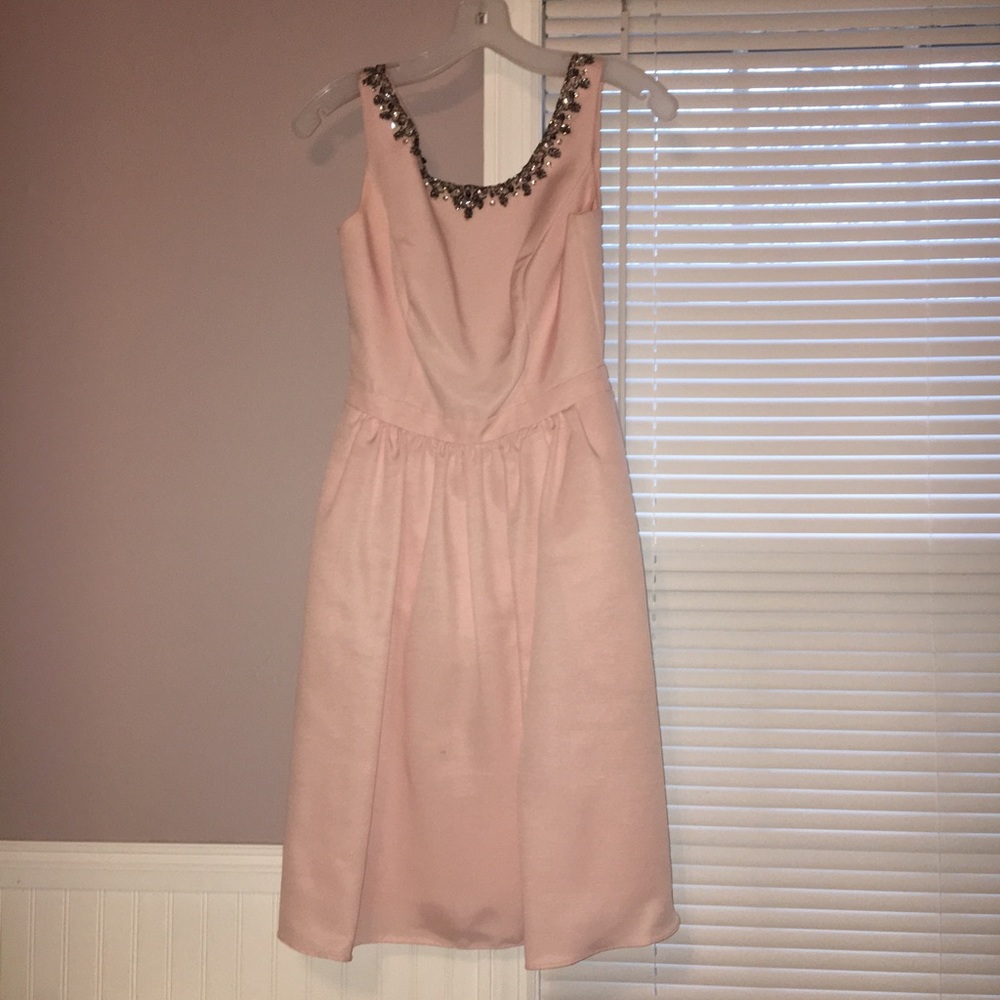 Davids Bridal Blush Pink cocktail dress.